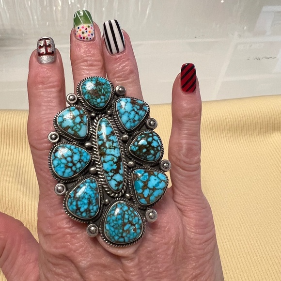 Tyler Brown Webbed Kingman Adjustable Cluster Ring - Picture 2 of 4